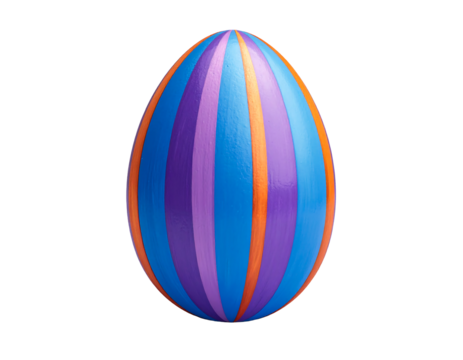 Vibrant striped easter egg isolated on transparent background