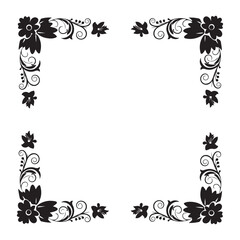 Cute floral border doodle on white background.