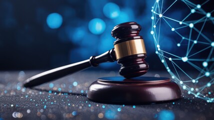 Gavel resting on a sound block law and justice concept digital background