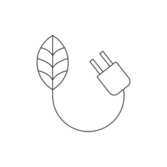 Green Power Plug Connected to Leaf Line Icon