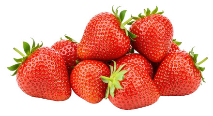 Isolated ripe, juicy strawberries in pile delicious, flavorful summer fruit dessert treats