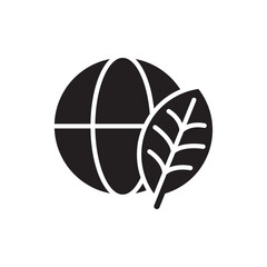 World Globe with Leaf Eco Friendly Planet Solid Icon