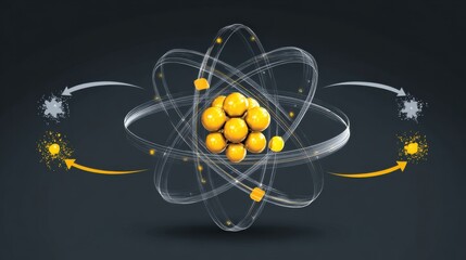 Exploring atomic structure the intricacies of matter science lab infographic dark background digital art