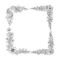 Cute floral border doodle on white background.