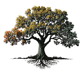 Oak Tree Roots Black Silhouette Vector
