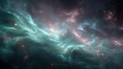 Abstract Nebula With Turquoise And Pink Hues