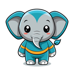 cute cartoon elephant reading a book