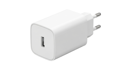 Isolated USB power adapter, European plug type for charging mobile devices on the go