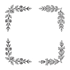 Cute floral border doodle on white background.