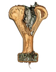 A capital letter Y carved from wood