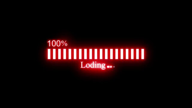 Glowing Neon Progress Loading Bar Animation in Sci-Fi Style