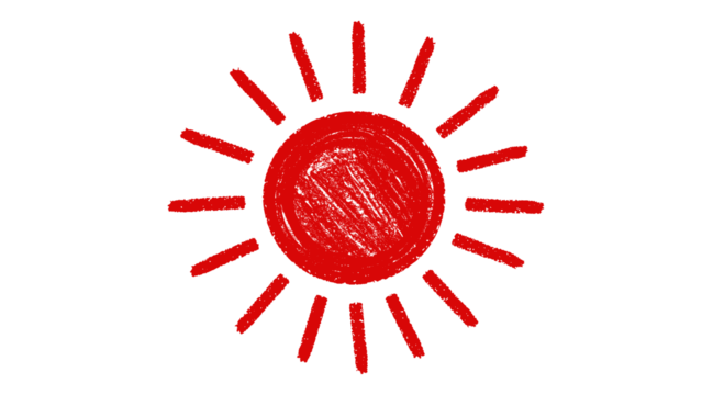 Hand drawn crayon sun element design