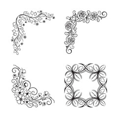 Cute floral border doodle on white background.
