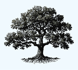 bstract Tree Roots and Branches Silhouette Design
