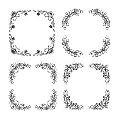 Cute floral border doodle on white background.