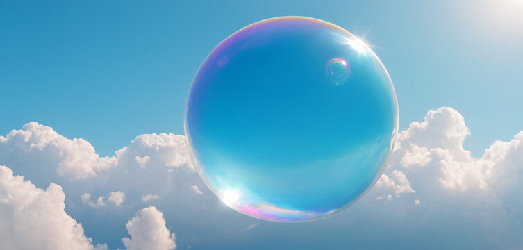 This is an image of a soap bubble floating in the sky frame design scene cartoonish figure creative movement layers elements motion backgrounds expression composition style gesture - Powered by Adobe