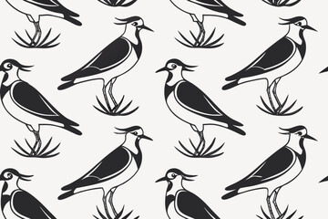 Fototapeta premium seamless pattern with northern lapwing birds