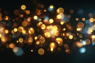 Circle Title Sequence. Festive Glowing Circles Design on Abstract Defocused Christmas Bokeh Background
