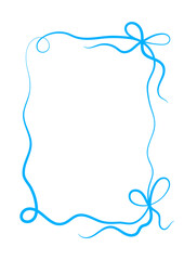Elegant ribbon frame outline. Minimalist hand drawn frame with bows and swirls.