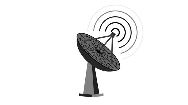 Animation of a satellite dish emitting signals wave animation