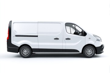 Side view of white mockup van isolated on white background