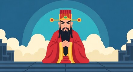 Chinese deity in traditional attire
