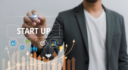 Startup business growth strategy and planning with ai technology for success and innovation