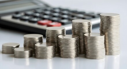 Understanding financial growth: coin stacks and calculator for business and investment planning