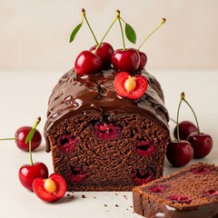 Chocolate cherry loaf cake