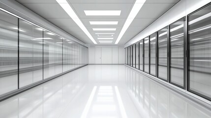 Bright server room interior with high tech modern design