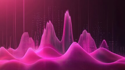 Abstract digital data analytics visualization in pink colors
