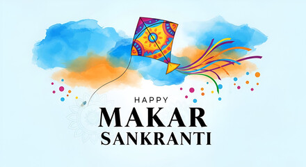 Happy makar sankranti watercolor background