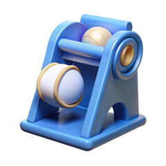 Blue toy drum with yellow accents isolated on transparent background