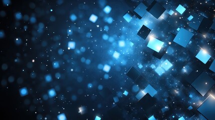 Abstract Digital Data Visualization with Blue Glowing Cubes