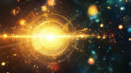 Abstract Digital Data Visualization with Glowing Energy and Light