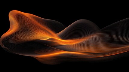 Abstract digital data visualization with orange light over black