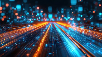 Fototapeta premium Abstract Digital Infrastructure Design with Bright Light Patterns