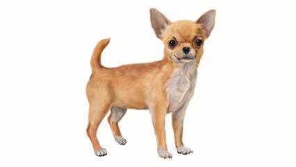 Hand-Drawn Chihuahua Dog Illustration on White Background Cute Pet Artwork - 1
