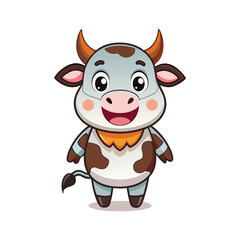 Obraz premium funny cartoon cow smiling on farm