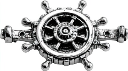 Obraz premium Detailed metal ship's wheel