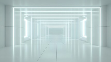 Naklejka premium A futuristic data center with clean lines and glowing elements
