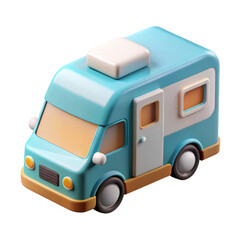 Cute cartoon camper van isolated on transparent background