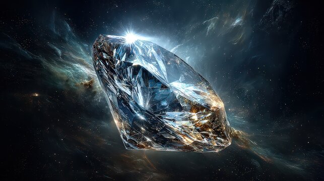 Cosmic Diamond Floating In Nebula