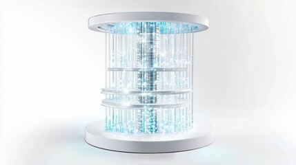 A glowing data server showing data storage and technology
