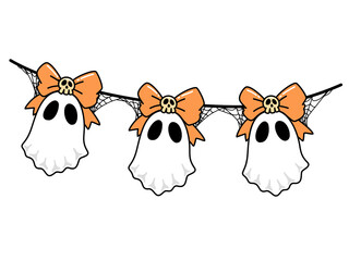Cute Halloween Ghost Garland with Bows

