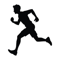Dynamic Silhouette of Man Running, Athletic Action Pose Vector