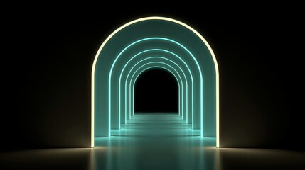 Fototapeta premium A luminous neon tunnel design with bright illuminating lights