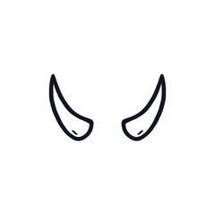 Devil horns logo icon sign Doodle cartoon design Halloween scary style Hand drawn ink sketch Goat horns Decorative element Fashion print for clothes apparel greeting invitation card cover flyer poster