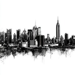 Fototapeta premium new york city skyline with transparent background png and jpeg image 