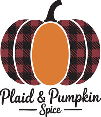 Plaid Pumpkin with Pumpkin Spice Text Illustration